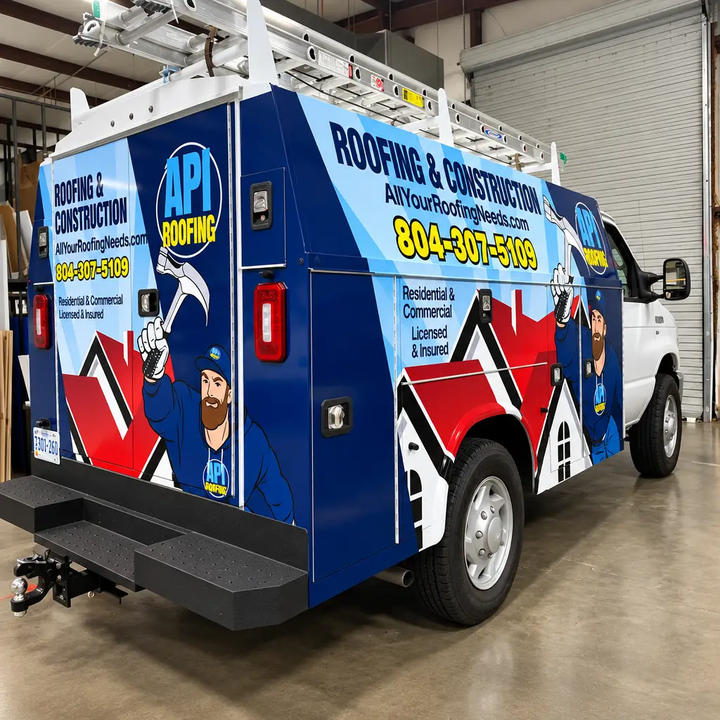 API Roofing and Construction commercial van wrap